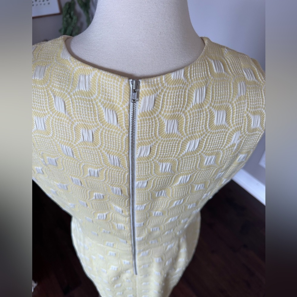 The Limited MCM Mod Mad Men Tulip Hem Cotton Sheath Dress Yellow/Ivory Size 12 - Picture 5 of 10